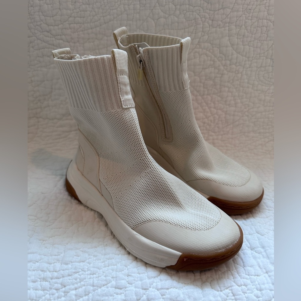 ZARA Girls White Knit Sock High Top Chunky Trainer/Sneaker (Size 34/ US 3.5) Sho